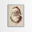 Vintage Santa Painting Canvas Print - Framed Canvas - Minimalist Christmas Art - Boho Christmas Art - Rustic Christmas Art