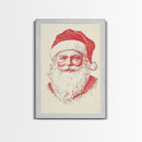 Reto Santa Portrait Canvas Print - Framed Canvas - Minimalist Christmas Art - Boho Christmas Art - Rustic Christmas Art - Santa Painting