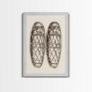 Vintage Snow Shoes Canvas Print - Framed Canvas - Minimalist Christmas Art - Boho Christmas Art - Rustic Christmas Art