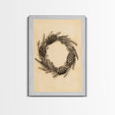 Christmas Wreath Canvas Print - Framed Canvas - Minimalist Christmas Art - Boho Christmas Art - Rustic Christmas Art