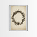Vintage Wreath Canvas Print - Framed Canvas - Minimalist Christmas Art - Boho Christmas Art - Rustic Christmas Art