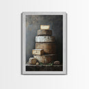 Cheese Wall Art Framed Canvas Print, Cheese Still Life, Cheese Painting, Kitchen Decor, Dining Room Wall Art, Rustic Farmhouse Kitchen Art