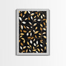 Ivy Leaves Framed Canvas Print, Mid Century Modern Pattern art, Botanical Print, Botanical Wall Art, Black Background
