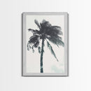 Palm Tree In The Wind, Framed Canvas Print, Wabi Sabi Watercolor Painting of a Palm Tree, Statement Piece Art