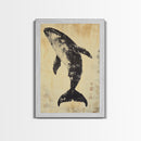 Large Minimalist Whale Wall Art Canvas Print, Animal Acrylic Style painting Framed Modern Wall Art FOr Living Room, Bedroom Decor