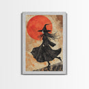 It's All Downhill From Here, Framed Canvas Print, Wabi Sabi Witch Decor, Witch Painting, Witchy Gift, Witchy Home Decor