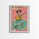 Retro Vaquero Skeleton Art Print, Canvas Art, Chicano Art, Spooky Mexican Art, Sugar Skull Art