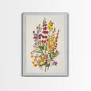Retro Still Life Of Wild Flowers, Framed Canvas Print, Windflower Painting, Floral Print, Botanical Wall Art, Garden Decor, Wabi Sabi Wall Art
