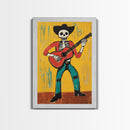 Canvas Print Of a Cowboy Skeleton Guitarist, Mexicano Art, Chicano Art, Original Artwork, Vaquero Art