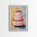 Large Original Birthday Cake Oil Painting Canvas Print, Abstract Wedding Cake, Wedding Decoration, Dessert Art, Kitchen Decor, Kitchen Art