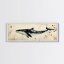 Whale Art Wabi Sabi Panoramic Oil Painting Print, Japanese Style Wall Art - Whale Decor - Whale Art Print - Living Room Decor - Minimalist