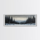 Bleak Winter Landscape Painting Print, Wood Framed Wall Art, Landscape Painting Original, Panoramic Wall Art, Horizontal Large Art