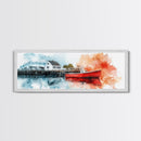 Panoramic Nautical Seacape Painting, Framed Canvas Print - Nantucket Wall Art - Beach House Art - Painting of Nantucket