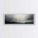 A storm rolls in over the ocean, framed canvas print - wood framed wall art - seascape painting - ocean painting