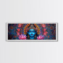 Krishna Painting Print, Ready To Hang Canvas Wall Art, Radha Krishna Art, Panoramic Art, Extra Wide Horizontal Art, Hinduism Wall Art