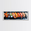 Wabi Sabi Sushing Painting Print, Panoramic Wall Art, Kitchen Decor, Restaurant Wall Art, Restaurant Decor, Sushi Art, Food Painting