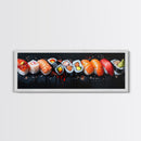 Retro Sushi Painting Print, Canvas Art, Kitchen Decor, Dining Room Decor, Eclectic Home Decor, Food Lover Gift, Japanese Style Decor