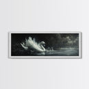 Goth Painting Print of a Swan, Framed Canvas Print, Dark Academia Wall Art, Goth Decor, Gothic Painting Wall Art
