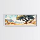 Huge Living Room Wall Art Painting of Joshua Tree, Framed Canvas Print, Oversized Horizontal Panoramic Art, Desert Painting