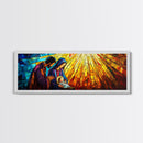 Mary and Joseph Canvas Print, Nativity Painting, Stained Glass Style Art, Nativity Wall Decor, Christmas Wall Art, Panoramic Exra Wide Art