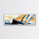 Pop Art Sailboat Painting Print - Vibrant Colorful Seascape Art - Nautical Landscape - Panoramic Ultra Wide Wall Art - Sail Boat Art