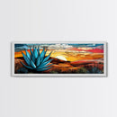 Mexicano Art - Blue Agave At Sunset - Framed Canvas Print - Agave Painting - Blue Agave - Chicano Wall Art - Mexican Art Agave Art