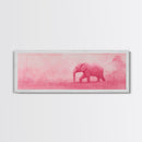 Preppy Pink Elephant Framed Canvas Print Ready To Hang Panoramic Wall Art Girl's Dorm Room Wall Art Ready To Hang