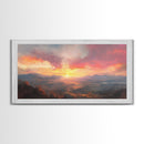 Sunset Over The Blue Ridge Mountains, Oil Painting Print, Framed Canvas Print, Landscapes of America Wall Art, American Landscape Painting