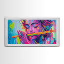 Radha Krishna Painting Print, Hindu Wall Art, Framed Canvas Print, Hinduism Wall Art, Krishna Wall Art, Krishna Playing A Flute