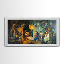 Christian Nativity Jesus In The Manger Ready To Hang Canvas Wall Art - Farmhouse Christmas Decor - Christian Wall Art - Christian Painting