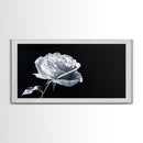 Large White Rose Painting Canvas Print, Flower Painting, Floral Decor, Moody Centerpiece Painting, Above Mantle Wall Art, Above Sofa Wall Art