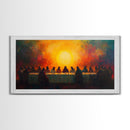 Scenic Depiction Of The Last Supper Framed Canvas Print - Jesus Art, Bible Wall Art, Christian Faith Home Decor, Last Supper Oil Painting