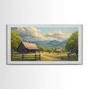 Barn Landscape Oil Painting Canvas Print, Rustic Farmhouse Home Decor, Modern Farm House Wall Art, Barn Wall Art, Barn Decor