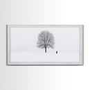 Solitude - Framed Canvas Print - Ready To Hang Wall Art - Winter Decor - Lone Tree In A Snow Covered Valley - Winter Landscape Painting
