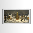 Winter Street Scene - Victorian Christmas Village Oil Painting Print - Ready To hang Christmas Art - Christmas Wall Art - Cozy Christmas Print