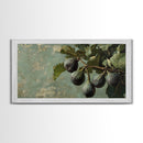 Figs On The Branch - Framed Canvas Print - Fig Painting - Fig Original Oil Painting Small Fruit Still Life Colorful Wall Art Hand Made Ready To hang