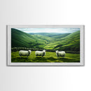 Scottish Highlands Canvas Print | Scottish Farmhouse Wall Art | Painting of Sheep in Scotland | Scotland Landscape Oil Painting