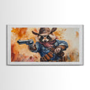 The Raccoon Cowboy - Framed Canvas Print - Raccoon Art - Trash Panda Cowboy