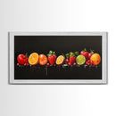 Funky Fruit Painting Print, Framed Canvas Art, Fruit Painting Rustic Large Farmhouse Kitchen Wall Art Vintage Fruit Wall Art For Kitchen