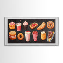 Retro Kitchen Wall Art Canvas Print, Oil Painting Of Desserts, Kitsch Home Decor, Dining Room Art, Restaurant Wall Art, Decor for Restaurant