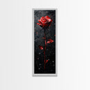 Red Rose Painting Framed Canvas Print, Gothic Art Dark Romance Painting, Tall Skinny Art Bedroom Decor, Moody Art Christmas