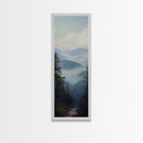 Misty Mountain Fog Framed Canvas Print Peaceful Nature Landscape Painting, Smoky Mountain Art, Above Bed Wall Art, Blue and Green Wall Art, Guest Room Art