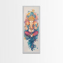 Ganesh wall art spiritual framed canvas print, Hindu god art, vibrant festival decor, meditation room art, sacred Indian home decor