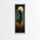 Moonlight goddess painting mystical framed canvas print, ethereal night scene, boho wall art, spiritual bedroom decor, wildflower moon art