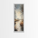 Fisherman painting peaceful landscape framed canvas print, autumn outdoor wall art, rustic decor, nature lovers gift, tranquil scene decor