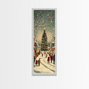 Christmas tree town square painting festive holiday decor framed canvas print, classic winter village, nostalgic seasonal wall art