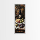 Framed Canvas Print Wine Cheese Fruit Kitchen Painting Rustic Wall Art Farmhouse Decor Food Review Kitchen Art