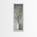 Framed Canvas Print Tall Skinny Art with Rustic Wildflower Painting, Botanical Wall Art, Wabi Sabi Art, Living Room Decor, Gift Idea Her