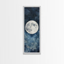 Framed Canvas Print Majestic Moon on Dark Sky, Coastal Inspired Wall Art, Nautical Home Decor, Large Wall Art Above Sofa Gift Him