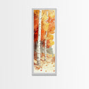 Framed Canvas Print Autumn Forest Birch Trees, Fall Landscape Art, Cozy Wabi Sabi Decor, Above Couch Art, Rustic Gift Idea Her